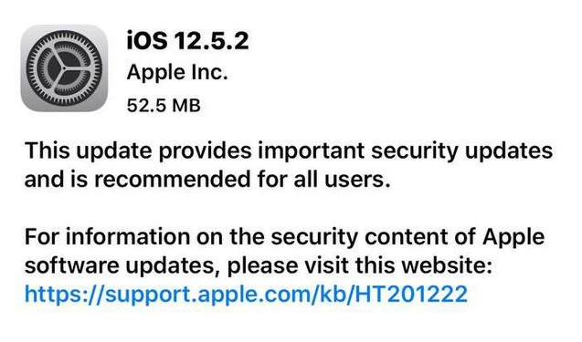 肇州苹果手机维修分享iOS12.5.2发布，建议所有老苹果用户安装 